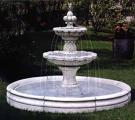 PlaceholdeItalian Marble Garden Fountain with Pool Surround